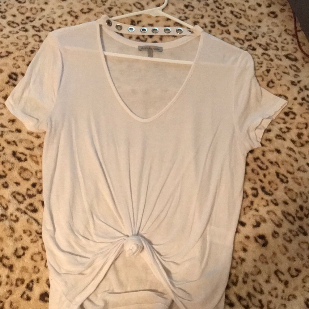 Charlotte Russe White knotted v-neck top